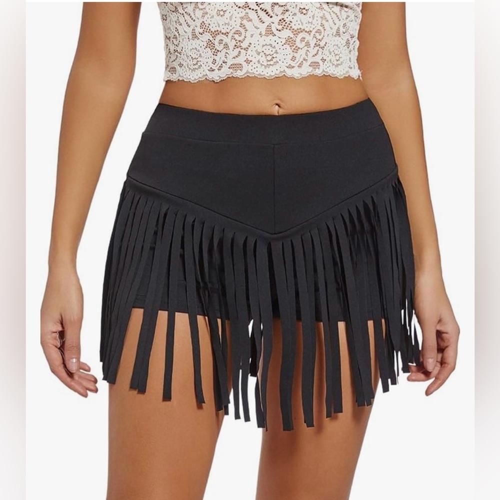 Fringe Cowgirl Festival Shorts Skirt - Size Medium